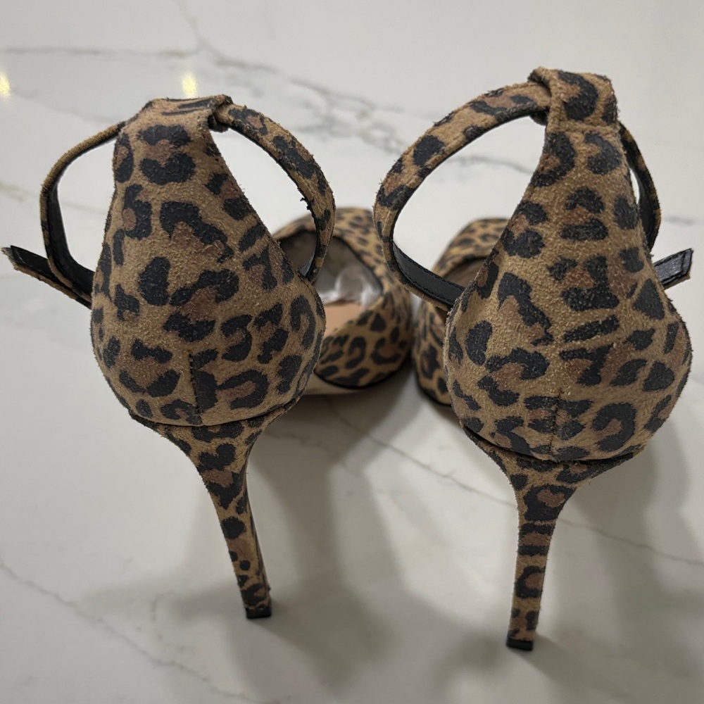 Gianni Bini Leopard Suede Ankle Strap Pumps Heels 9.5 - Picture 6 of 13